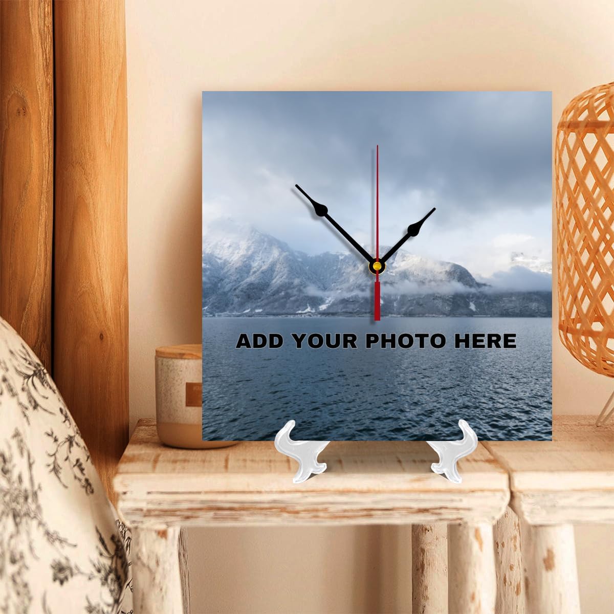 Generic Custom Wall Clock Personalized Wall Photo That PVC Customized Round Silent Clock for Living Room Family Friends Gifts, 12inch-30cm