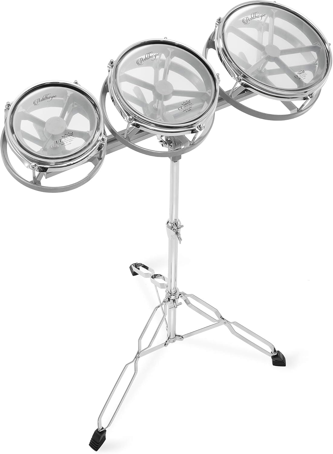 Ashthorpe Roto Tom Drum Set with Stand - 6", 8", 10" Toms with Remo Heads