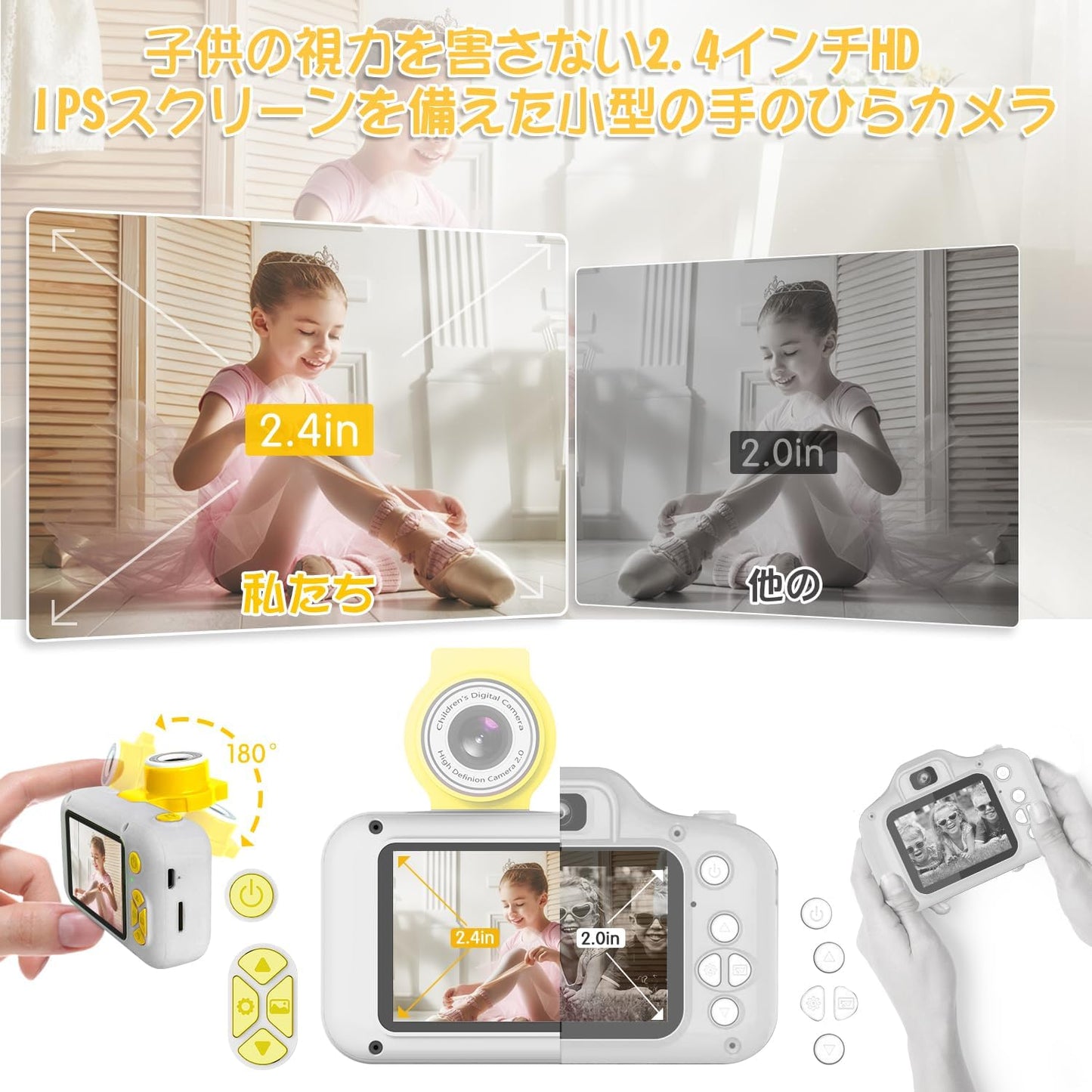 Kids Camera, Toddler Kid Digital Camera with 180°Flip Lens & 2.4in IPS Screen, Birthday Festival Gifts Present Toy for 4 5 6 7 8 9 10 11 Year Old Girls/Boys, 32 GB Card Included, X101