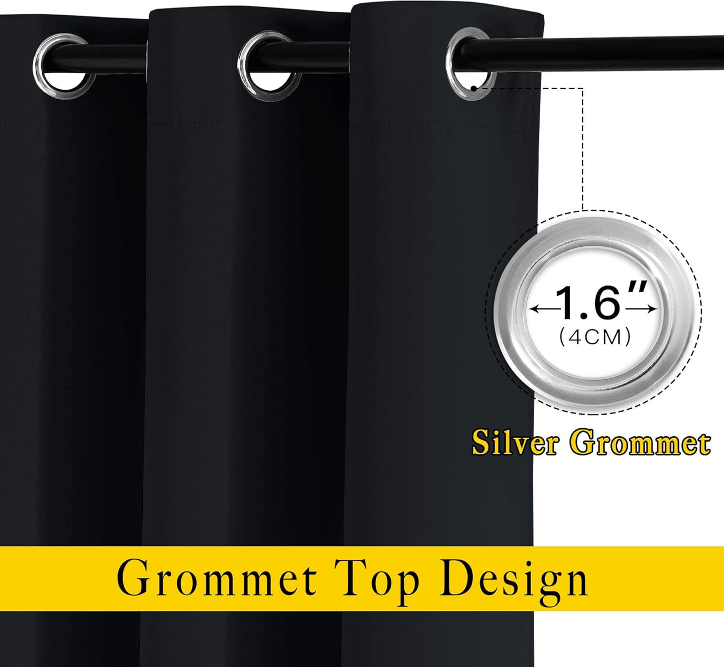 NICETOWN Black Out Bedroom Curtains 72 inches Long, Grommet Blackout Thermal Insulated Window Treatment Room Darkening for Bedroom/Home Office, 2 Panels, W37 x L72