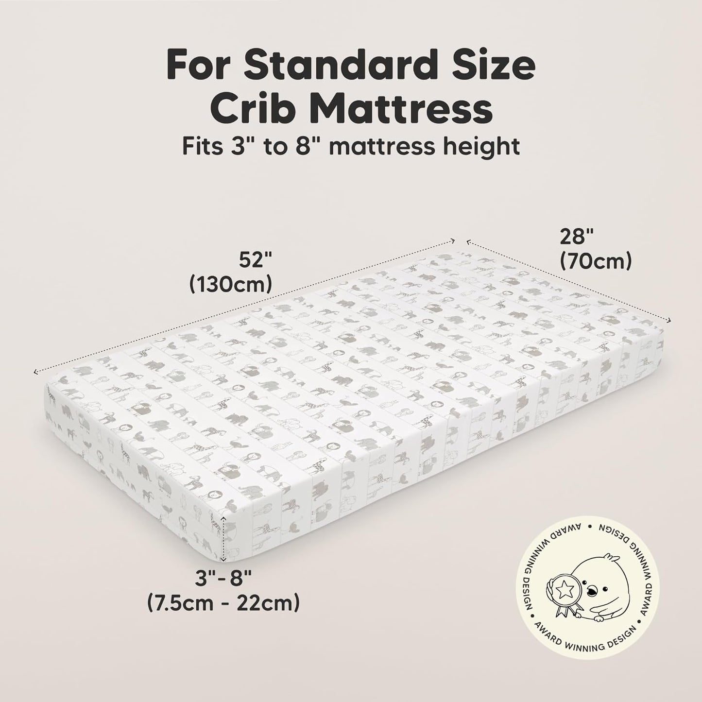 KeaBabies 2-Pack Organic Crib Sheets for Boys, Girls - 52x28 Fitted Crib Mattress Sheet Neutral, Breathable Jersey Cotton Cover for Baby Bed, Toddler Mattress, Soft & Cute Prints (Savannah)
