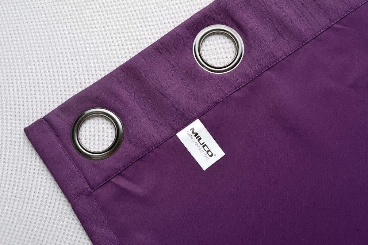 MIUCO Woven Textured Thermal Insulated Grommet Blackout Curtains for Living Room 2 Panels Drapery 52x84 Inch Purple