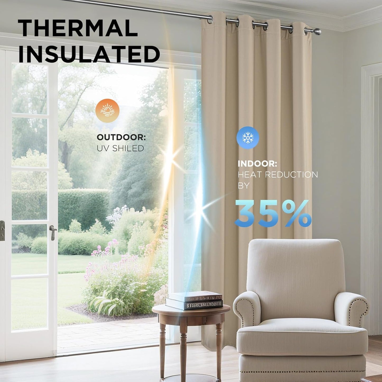 Joydeco Blackout Curtains 72 Inch Length 2 Panels Set, Thermal Insulated Long Drapes 2 Burg, Room Darkening Grommet Curtains for Living Room Bedroom Window
