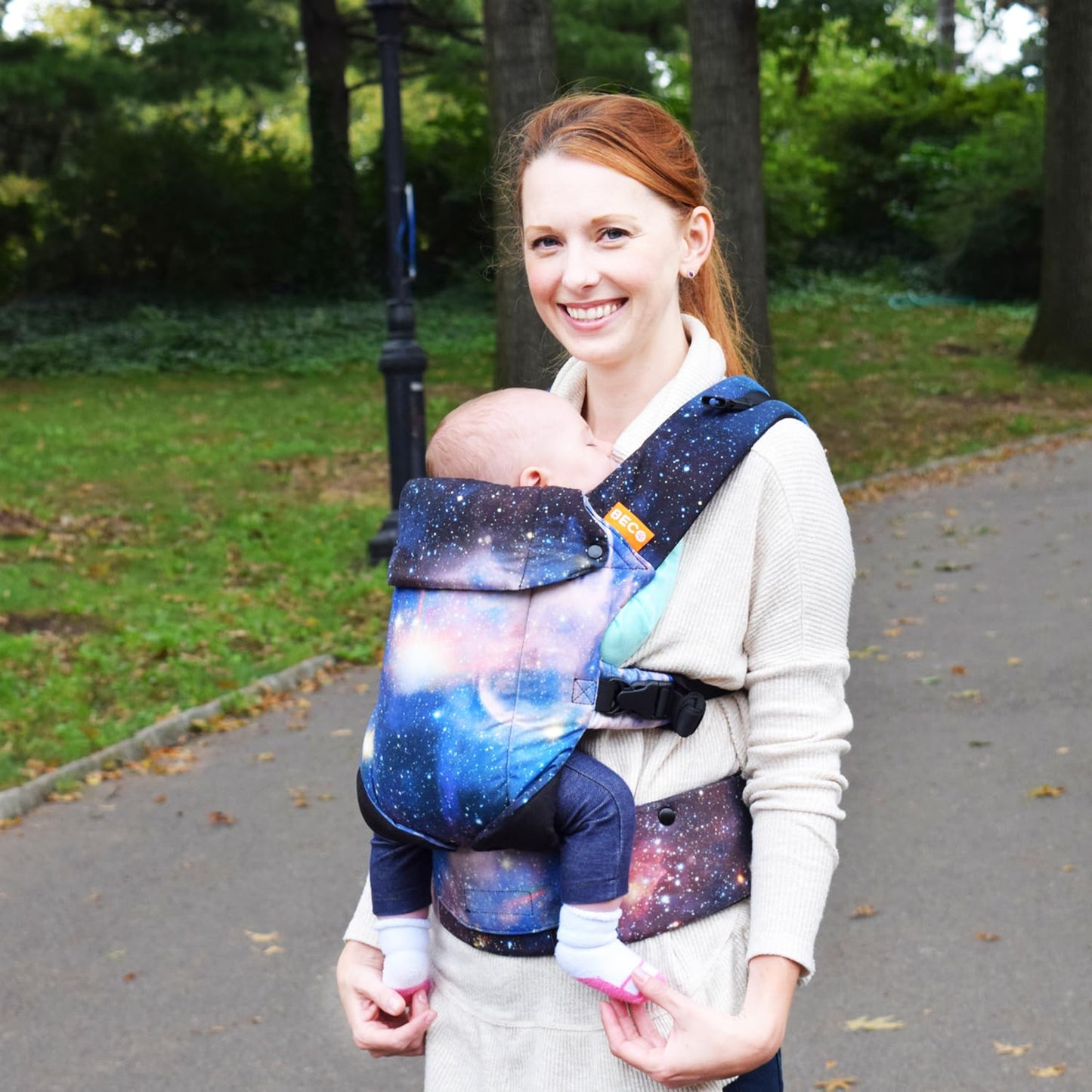 Beco Gemini Baby Carrier from Newborn to Toddler - Certified Ergonomic Newborn Baby Carrier for Infants and Children of 7-35 lbs - M Shape, Adjustable Seat, 100% Cotton (Carina Nebula)