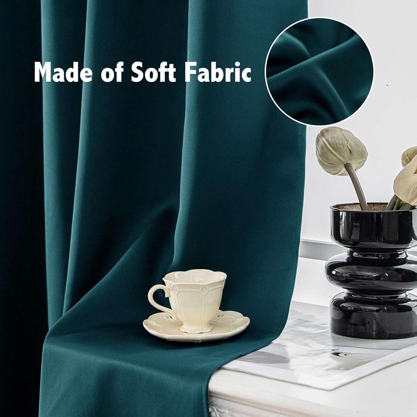 Anytime 100% Blackout Curtain Set, Thermal Insulated & Energy Efficiency Window Draperies for Guest Room, Full Shading Panels for Shift Worker and Light Sleepers（Greyish Blue, 2 Panels, 52W x 54L）