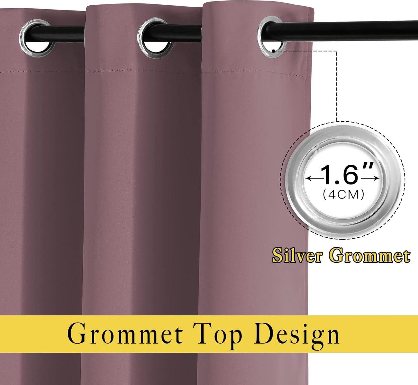 NICETOWN Patio Blackout Curtain Panels - Thermal Insulated Grommet Blackout Drapes Light Blinds Room Darkening Window Treatments for Villa/Cottage (2 Panels, W80 x L95, Dry Rose)