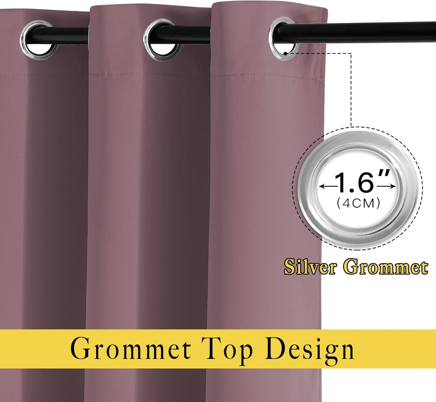 NICETOWN Blackout Curtains and Drapes for Living Room - Thermal Insulated Solid Grommet Top Blackout Panels/Draperies for Kid's Room/Bedroom (Dry Rose, 1 Pair, 80 x 84 Inch)