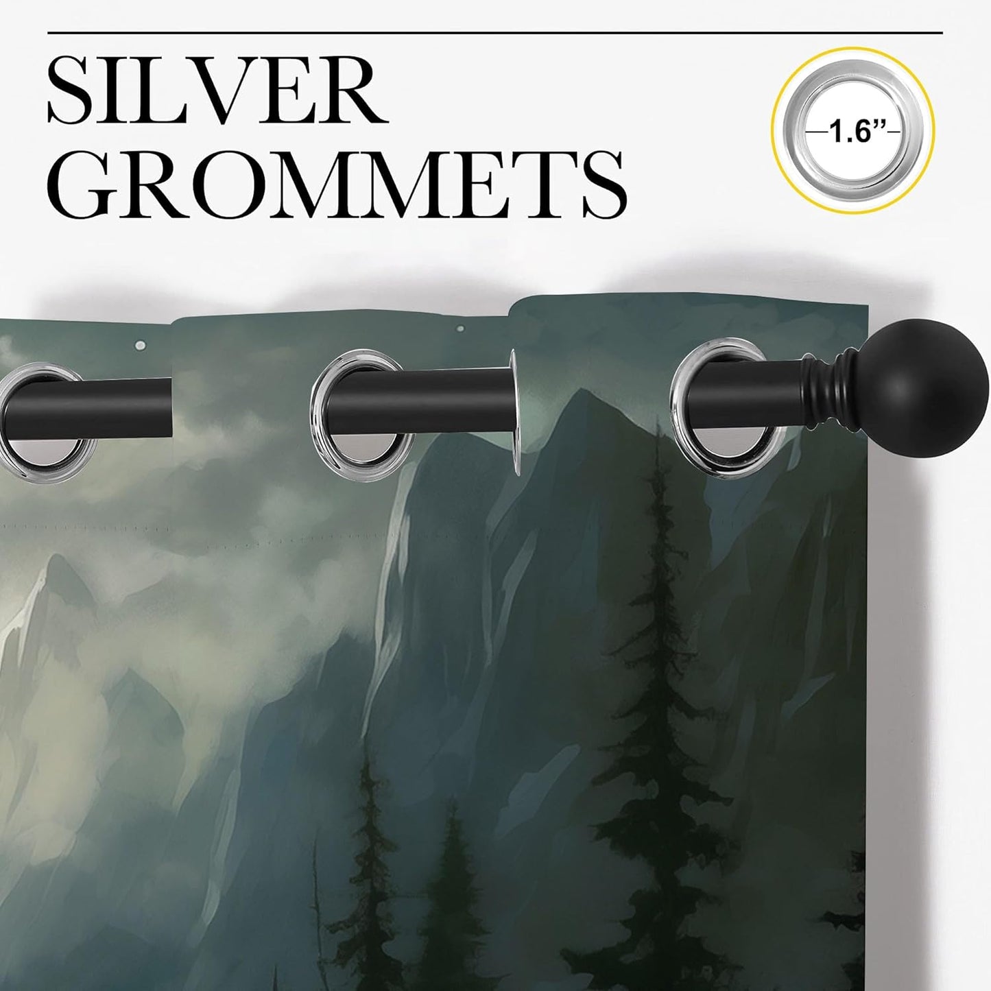 Wolf Blackout Curtains for Boys Girl Bedroom Decor,Moon Mountain Pine Forest Wild Animals Thermal Insulated Grommet Drapes Darkening Window Curtain for Living Room Home 84x63 inch