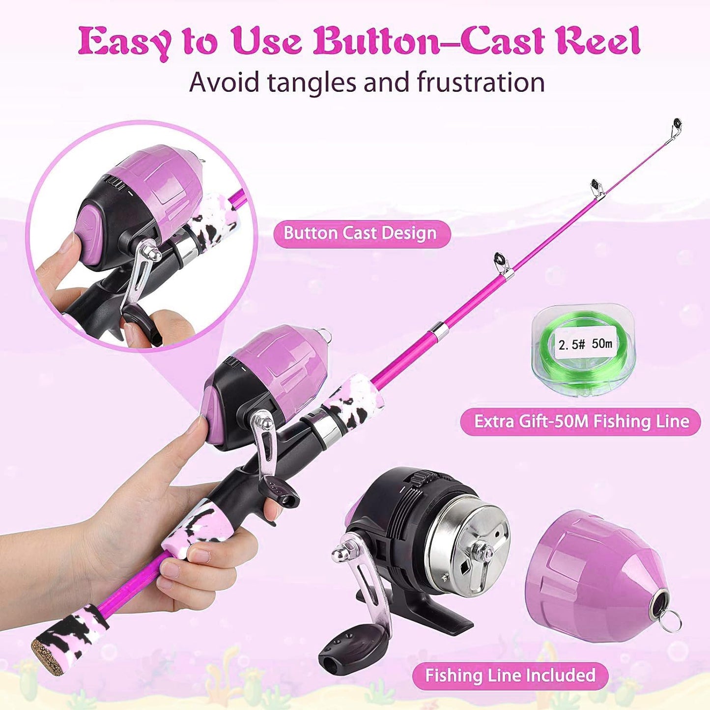 Milerong Kids Fishing Rod, Kids Fishing Pole Portable Telescopic Fishing Rod and Reel Combo Kit for Boys, Girls, Youth - with Spincast Fishing Reel, Fishing Tackles, Fishing Lures, Fishing Lines