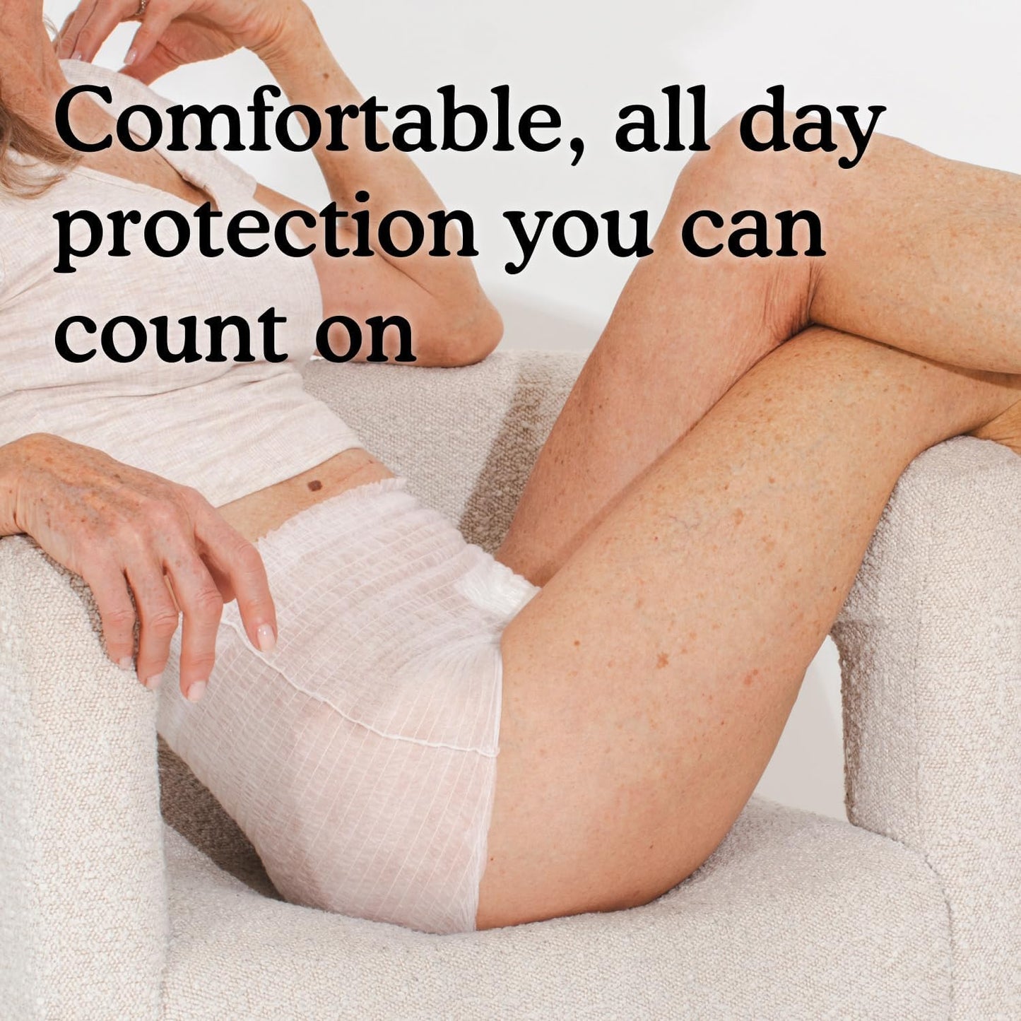 Because Adult Incontinence Underwear for Sensitive Skin - Women - Premium Overnight Disposable Briefs, Anti Odor - White, Large - Absorbs 6 Cups - 56 Count (4 Packs of 14)