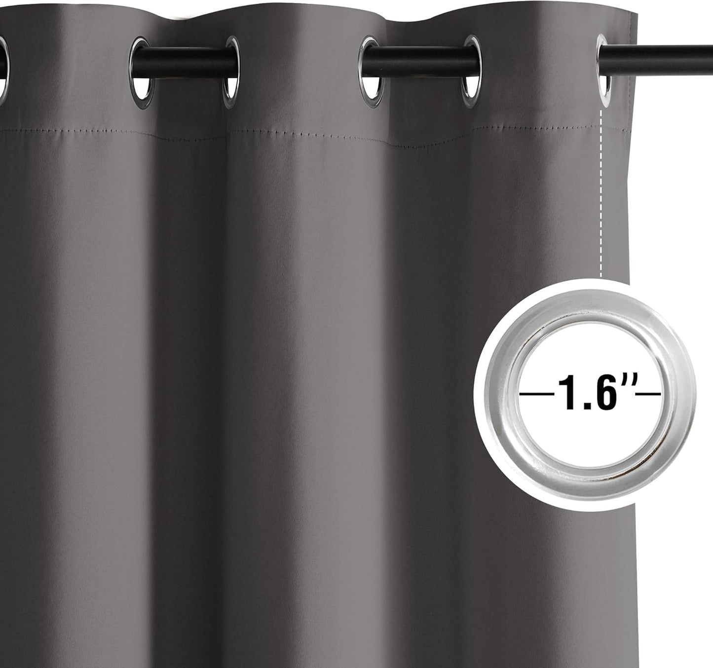 NICETOWN Light Blocking Grey Curtains 63 Inch Length 2 Panels for Living Room, Bedroom, Office Thermal Insulated Blackout Drapes Solid Grommet Noise Reducing Window Curtains, W40