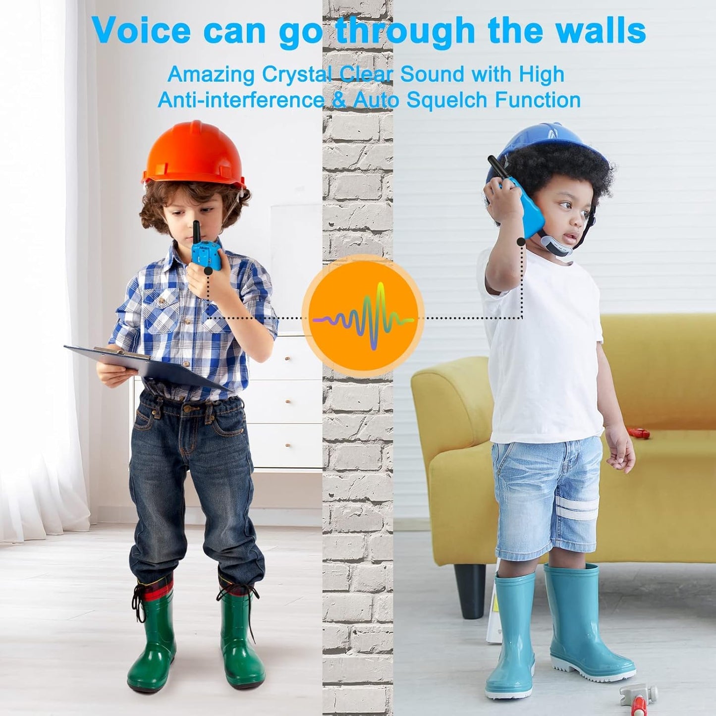 Walkie Talkies for Kids 3 Miles Long Range, 22 Channels Walkie Talkie with Clear Sound & Automatic Squelch, Kids Walkie Talkies, Outdoor Camping Toys for Boys and Girls (Blue Pink Yellow)