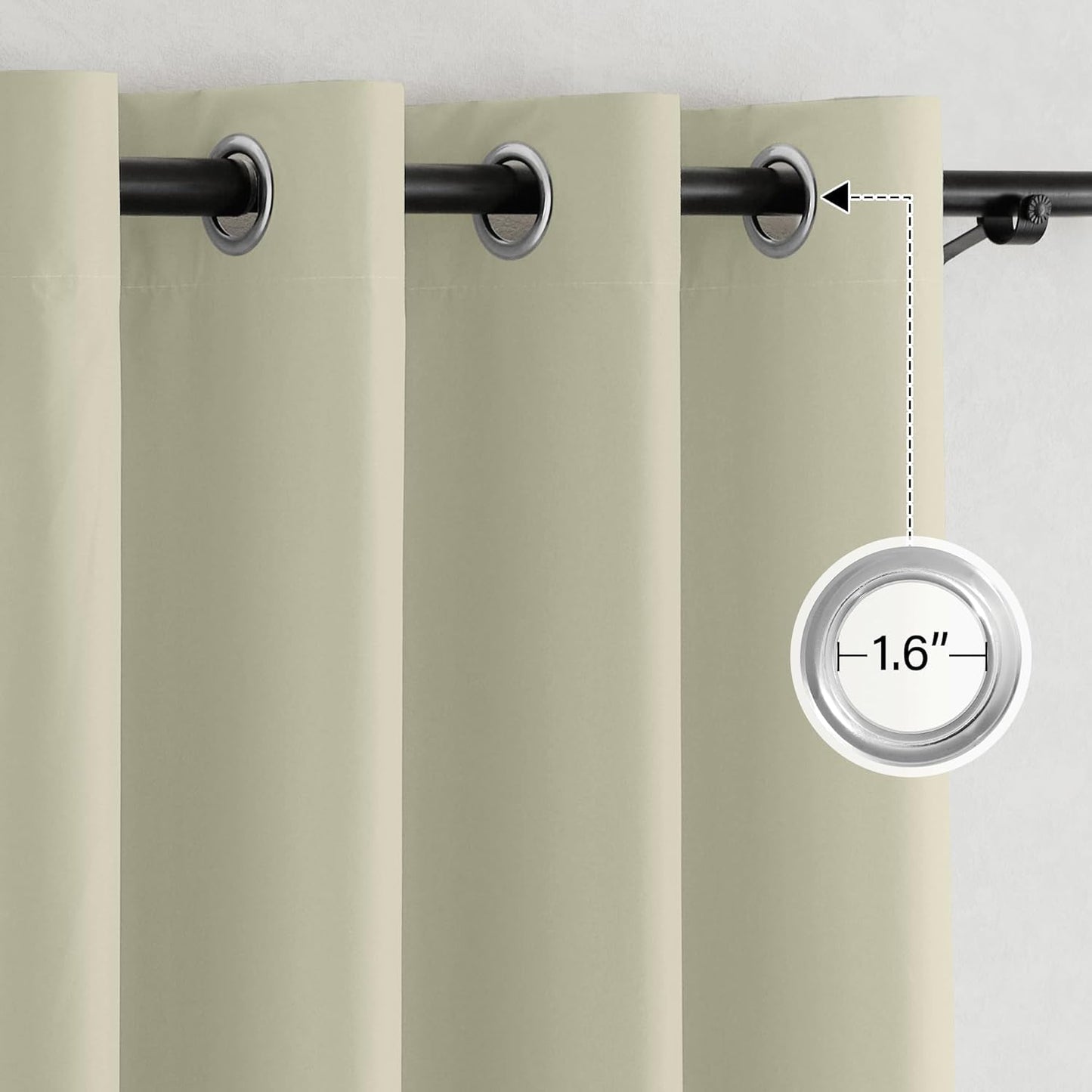 NICETOWN 100% Blackout Muted Beige Curtains 84 inches Long, Grommet Energy Saving Thermal Insulated Window Treatments Lightweight for Bedroom/Home Office, W52 x L84, 2 Panels