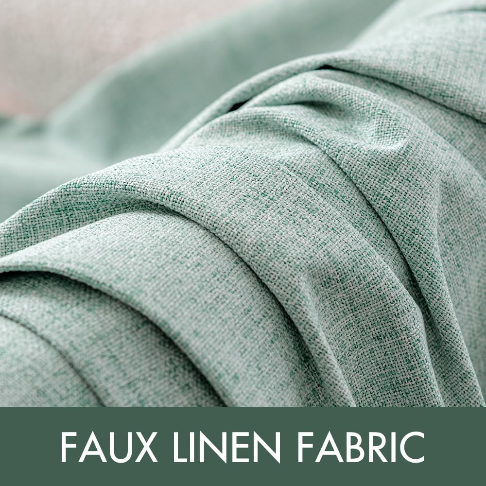 MIULEE Linen Texture Curtains for Bedroom Solid 100% Blackout Thermal Insulated Seafoam Green Curtains Grommet Room Darkening Curtains/Draperies for Living Room Nursery 52x120 Inch (2 Panels)