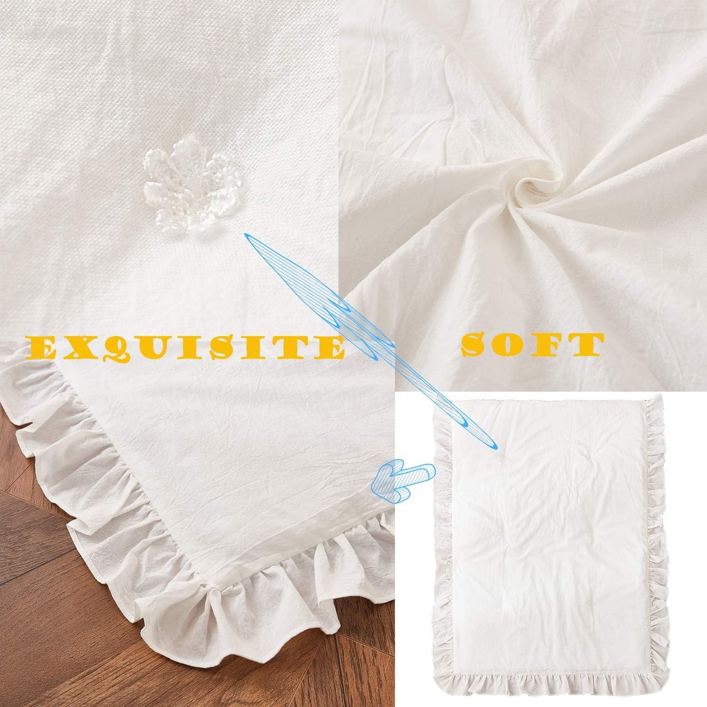 Brandream Farmhouse Crib Bedding Sets for Girls and Boys | 3 Piece Nursery Set White| Baby Comforter, Fitted Crib Sheet, Crib Skirt Included，100% Washed Cotton