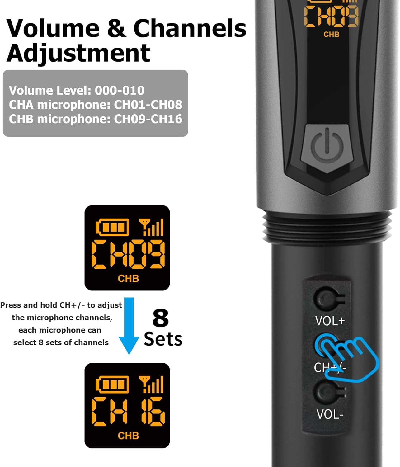 Aveek Wireless Microphone for Karaoke, 2.4GHz Rechargeable Karaoke Microphone(Work 10hs), for Speaker, Karaoke Machine,Church, Speech, Wedding, Party Singing, Grey,1 Pack