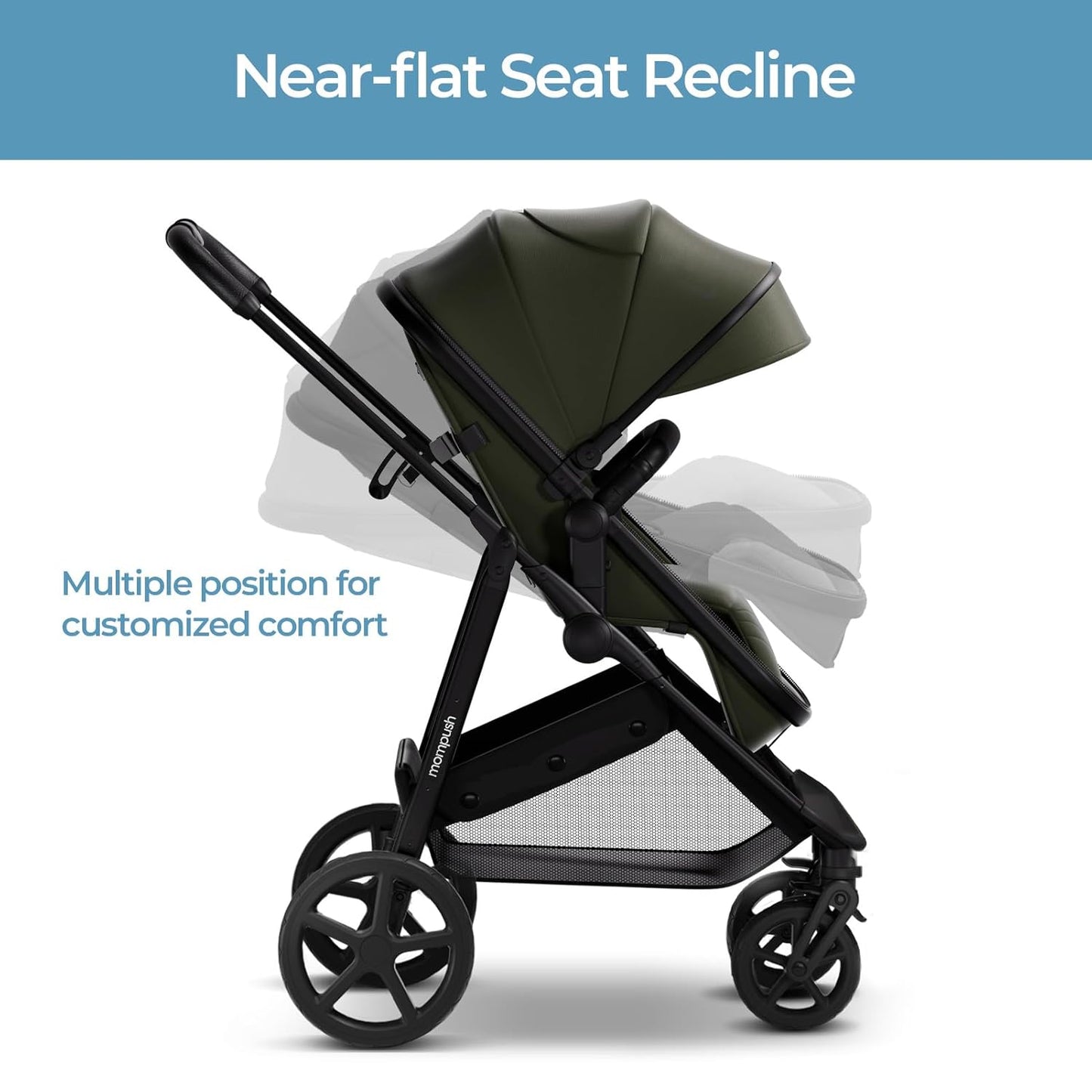 Mompush Wiz 2 in 1 Baby Stroller with Bassinet Mode, Convertible Infant Stroller for Newborn and Toddler with Reversible Seat and Large UPF 50+ Canopy