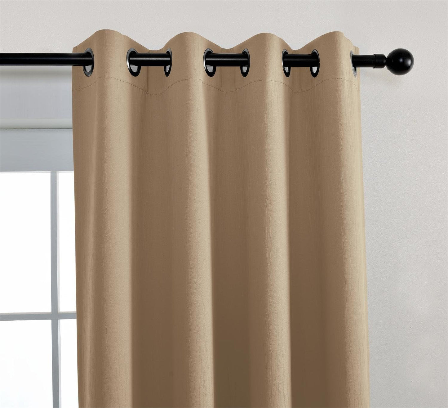 MIUCO Blackout Curtains Room Darkening Curtains Textured Grommet Window Curtains for Living Room 2 Panels 52x84 Inch Long Taupe