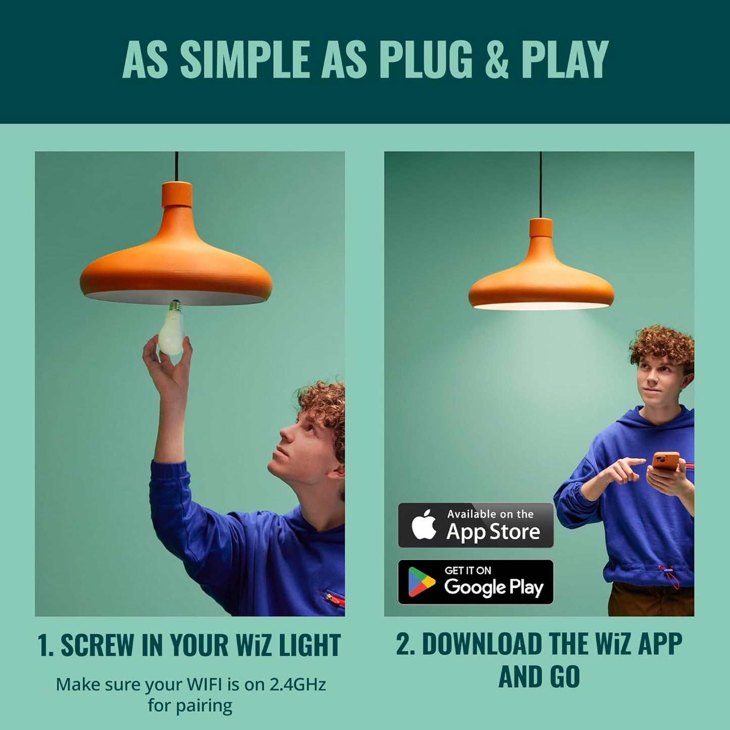 WiZ Color ST19 Color Filament LED Smart Bulb - Pack of 6-300 Lumen - E26 Indoor - Connects to Your Existing Wi-Fi - Control with Voice or App + Activate with Motion - Matter Compatible.