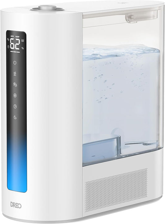 Dreo 6L Humidifier Large Room, Warm & Cool Mist Humidifiers for Bedroom, 60H Runtime, 12H Timer, Top Fill, Humidity Indicator Light, Baby, Plants, Easy Clean, HM713