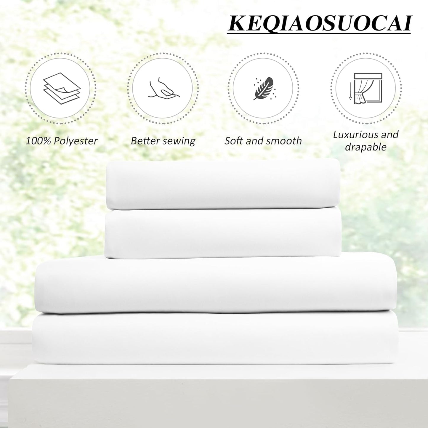KEQIAOSUOCAI White Curtains 90 Inches Long 2 Panels Aesthetic Pinch Pleated Drapes with Hook Privacy Ceiling Floor Custom Made Memory Trained Curtain Panels for Bedroom Living Room 40x90