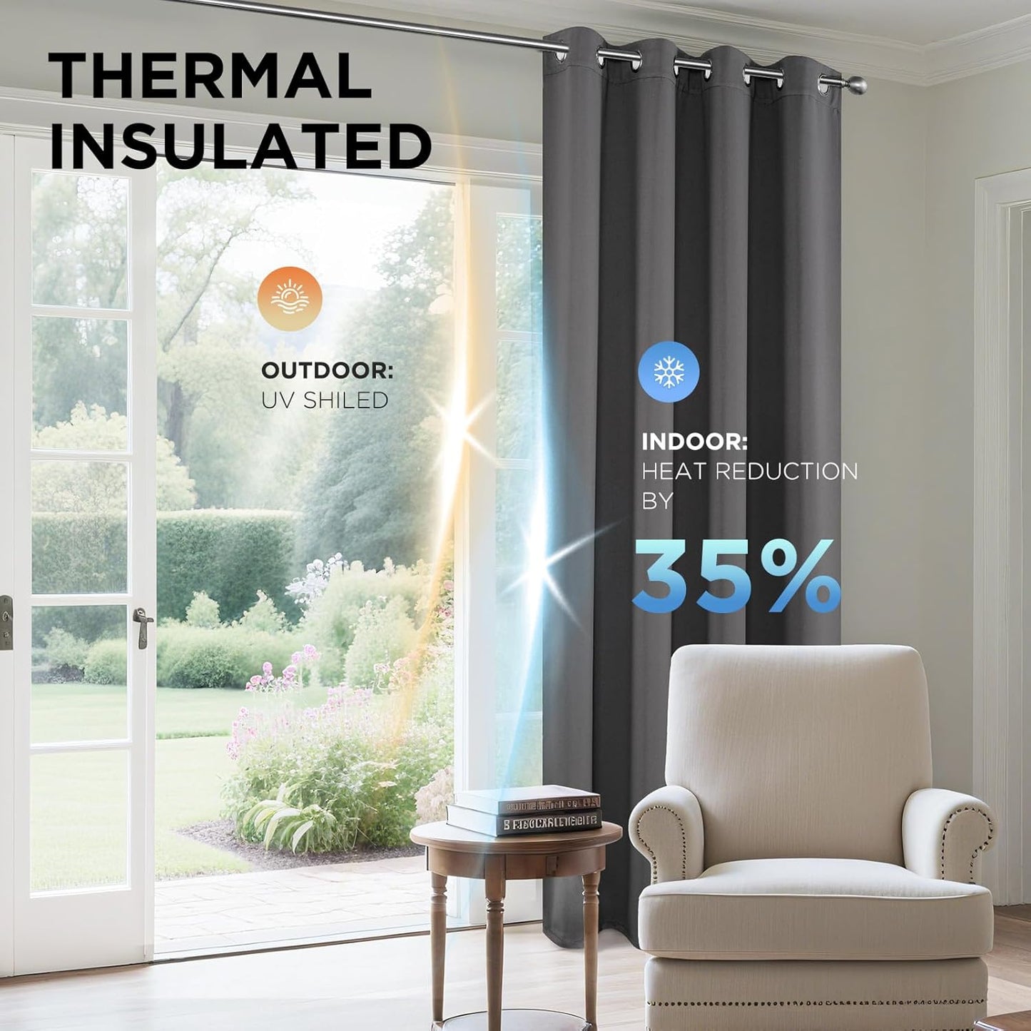 Joydeco Blackout Curtains 120 Inch Length 2 Panels Set, Thermal Insulated Long Curtains& Drapes 2 Burg, Christmas Drapes for Living Room Bedroom Window