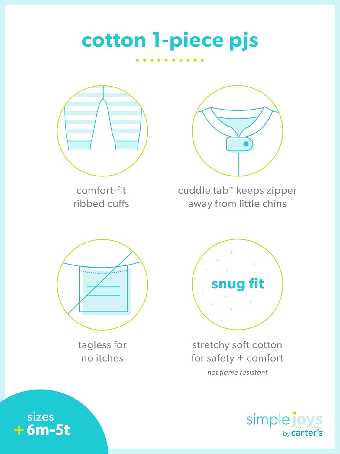 Simple Joys by Carter's Kids' 3-Pack Snug Fit Footless Cotton Pajamas