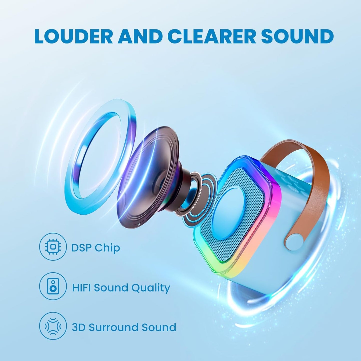 IROO Mini Karaoke Machine for Kids, 2025 TOP Toys Birthday Gifts Ideas for Girls Ages 4, 5, 6, 7, 8, 9, 10, 12+ Years Old, Portable MP3 Player with 2 Wireless Mics for Party