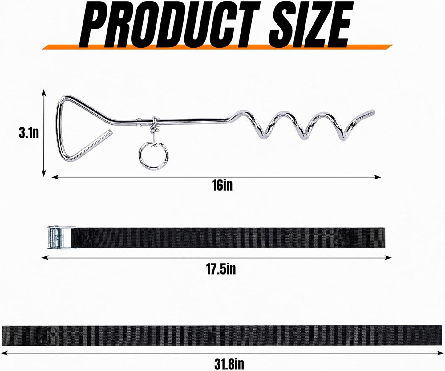 RunNico Basketball Goal Anchor, Heavy Duty Basketball Hoop Tie Down Kit, Court Setup Ground Stakes with Adjustable Straps for Basketball Mounting Trampoline Swing Tent