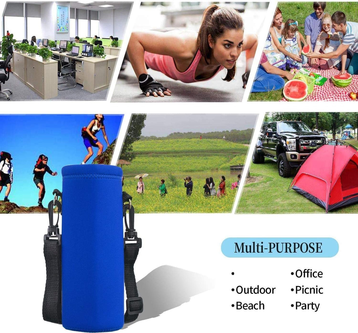 AUPET Water Bottle Bag Carrier,24oz/32oz Insulated Neoprene bottle Sling Holder Case Pouch Cover for 1000ML/750ML Bottles with Shoulder Strap for walking