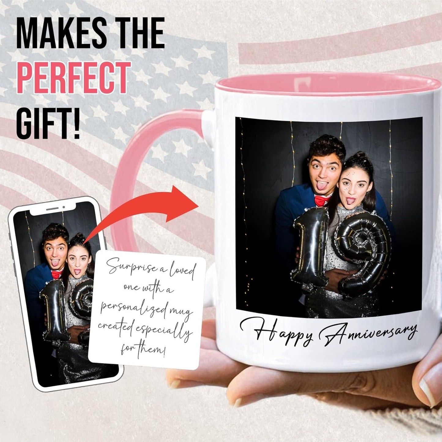 Ship Next Day Custom Mug Design Your Own Photo Text Personalized Picture Gifts for Women Men Customized Gift Idea Personalized Coffee Mugs 15oz Pink Handle