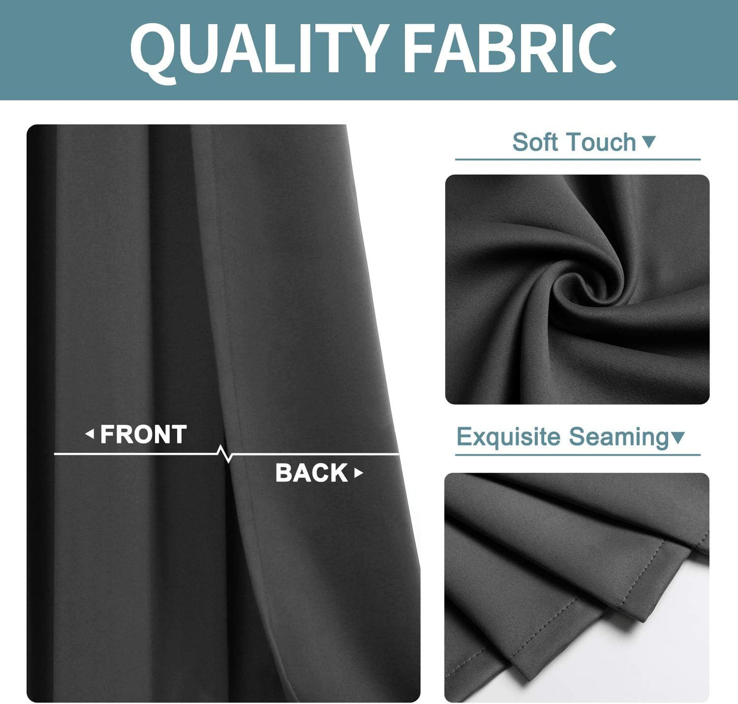 ChrisDowa Blackout Curtains 108 Inches Long 2 Panels Set for Living Room, Grommet Thermal Insulated Room Darkening Curtains for Bedroom (Dark Grey, 52 x 108 Inch)