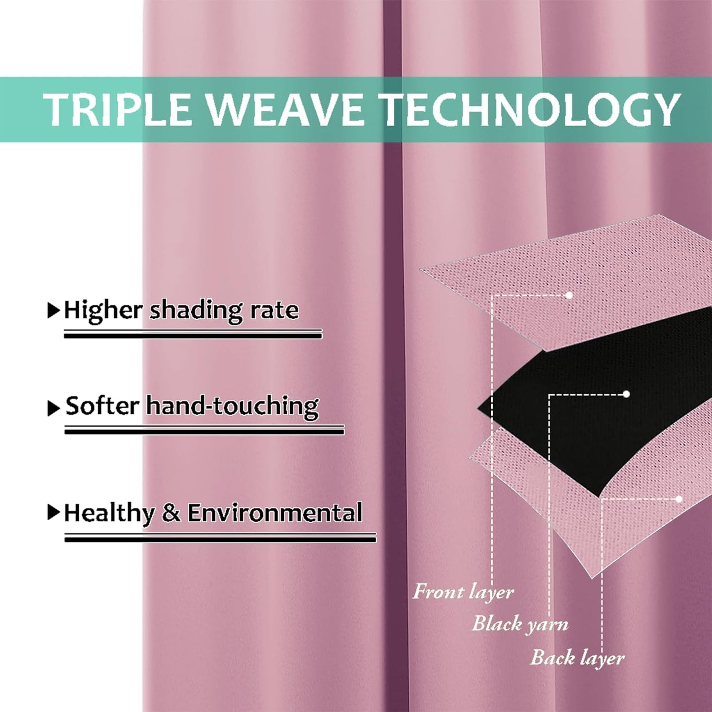 NICETOWN Full Shading Curtains 90" Long 2 Panels Set for Windows, Super Heavy-Duty Black Lined Blackout Curtains for Bedroom, Privacy Assured Window Treatment (Crystal Pink, Pack of 2, 52" W)