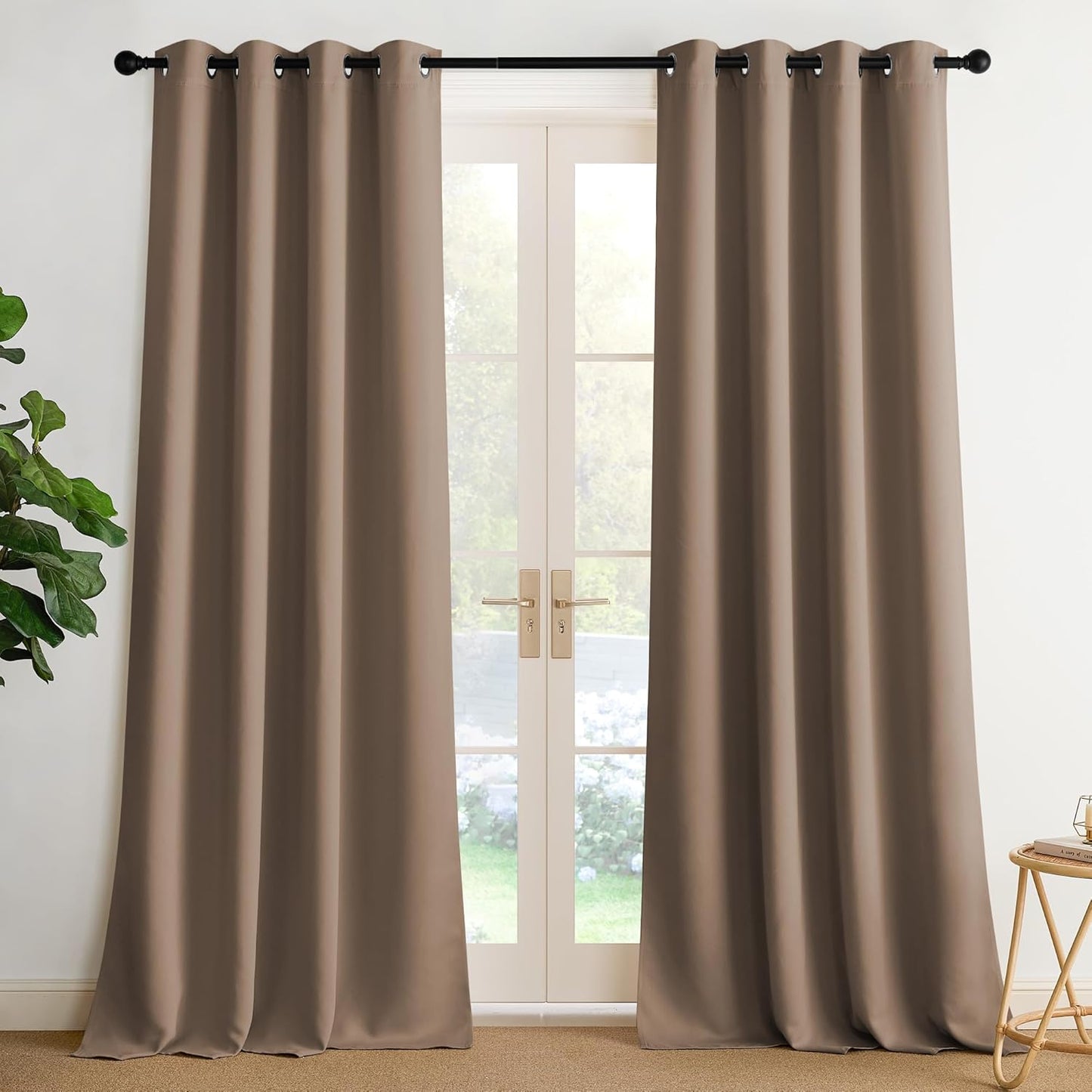NICETOWN 108 Inch Long Curtains for Bedroom 2 Panels Set, Cappuccino Thermal Insulated Grommet Curtains for Living Room, Noise Reducing Window Treatment Drapes for Nursery, 2 Panels, W52