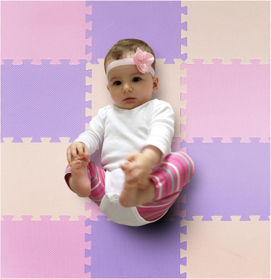 MioTetto Foam Floor Tiles for Kids - Non-Toxic Soft Comfortable Baby Play Mat, Thick Tummy Time Mat, Interlocking Foam Tiles for Development & Crawling, Soft Cushioned Play mat for Babies 6-12 Months