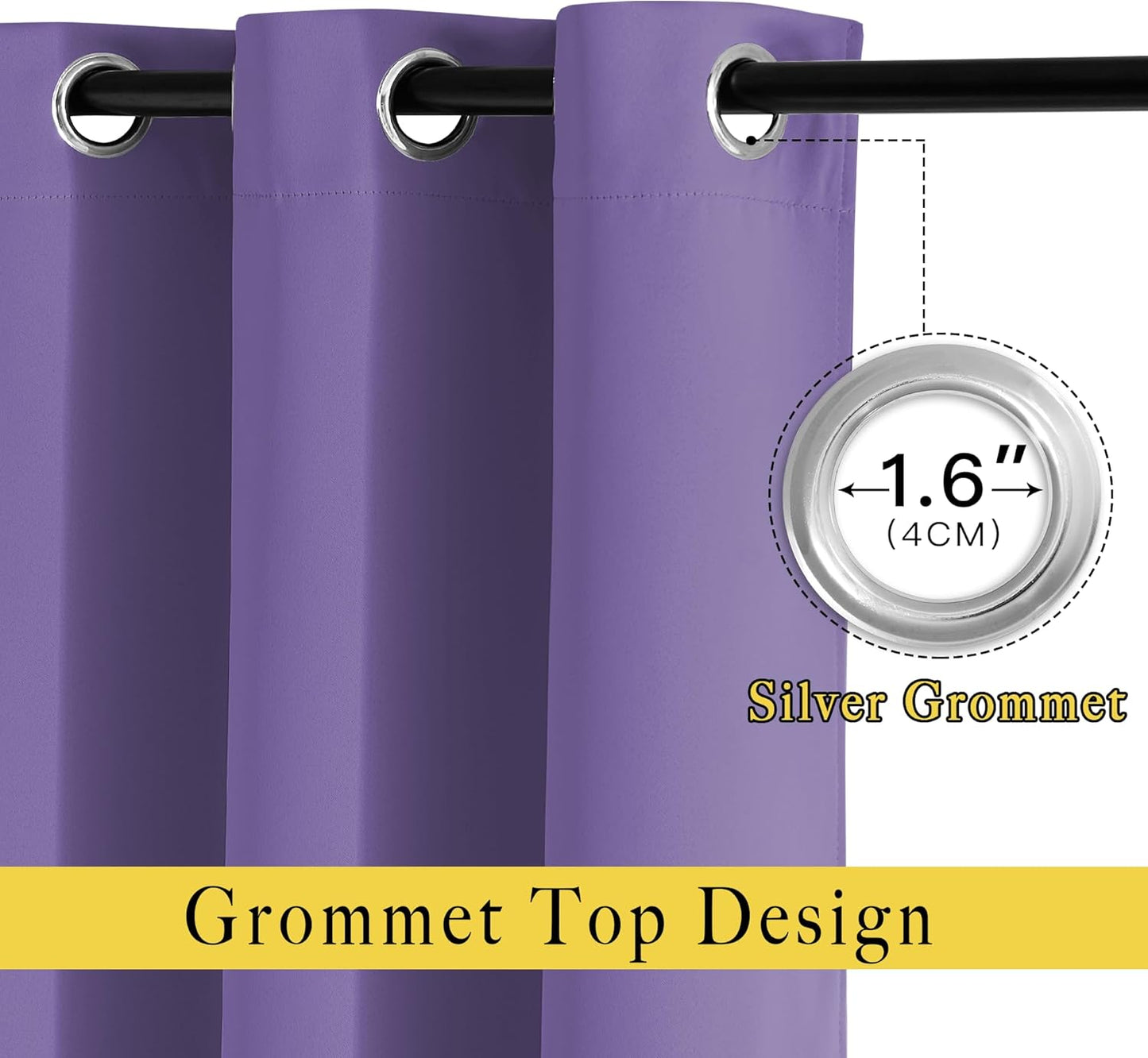 NICETOWN Thick Blackout Curtain and Drapes - (52 x 108, Lilac Purple, Pack of 2) Thermal Insulated Grommet Top Window Draperies for Bedroom, Block Out Light Curtain Panel