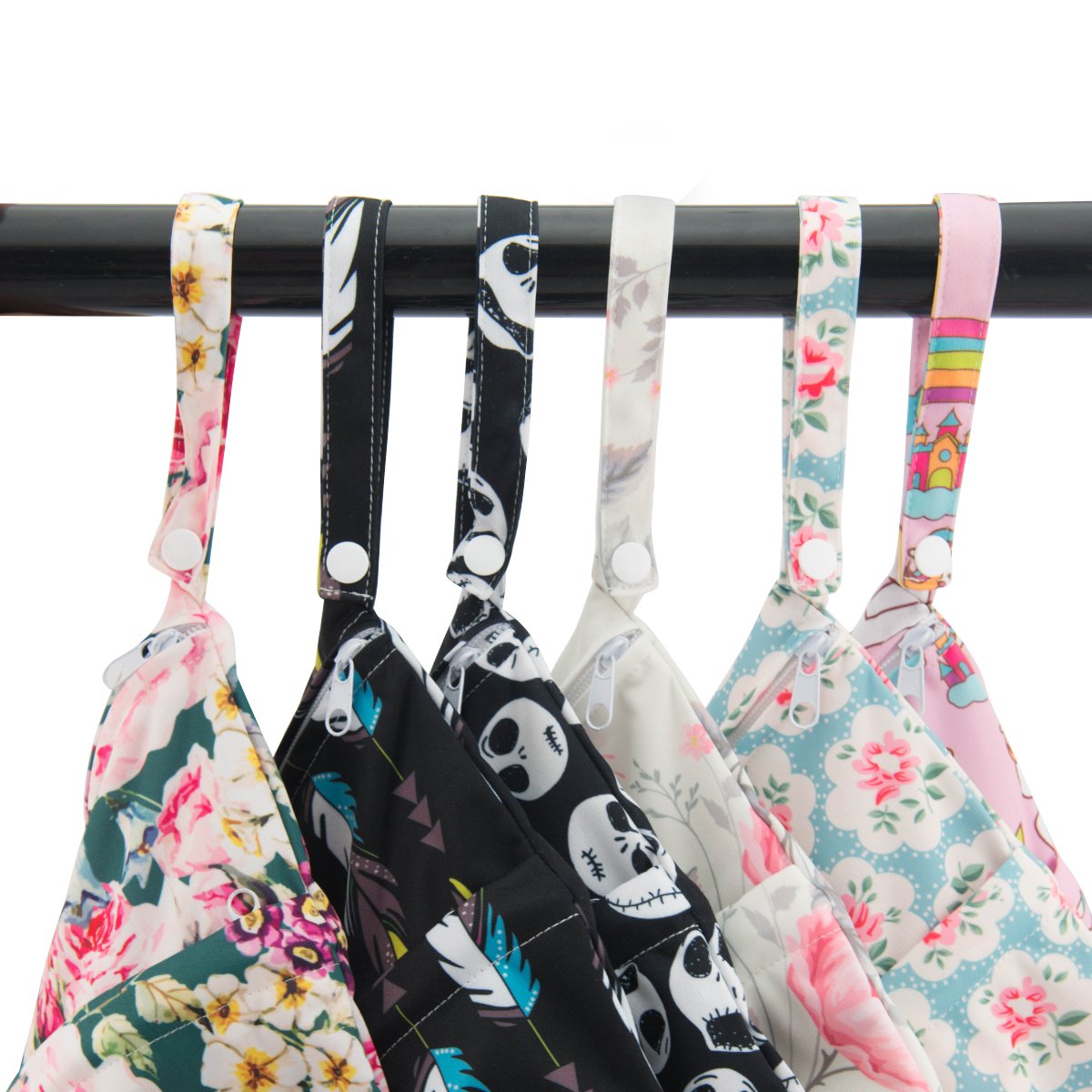 ALVABABY 2pcs Cloth Diaper Wet Dry Bags Waterproof Reusable with Two Zippered Pockets Travel Beach Pool Daycare Soiled Baby Items Yoga Gym Bag for Swimsuits or Wet Clothes L114117