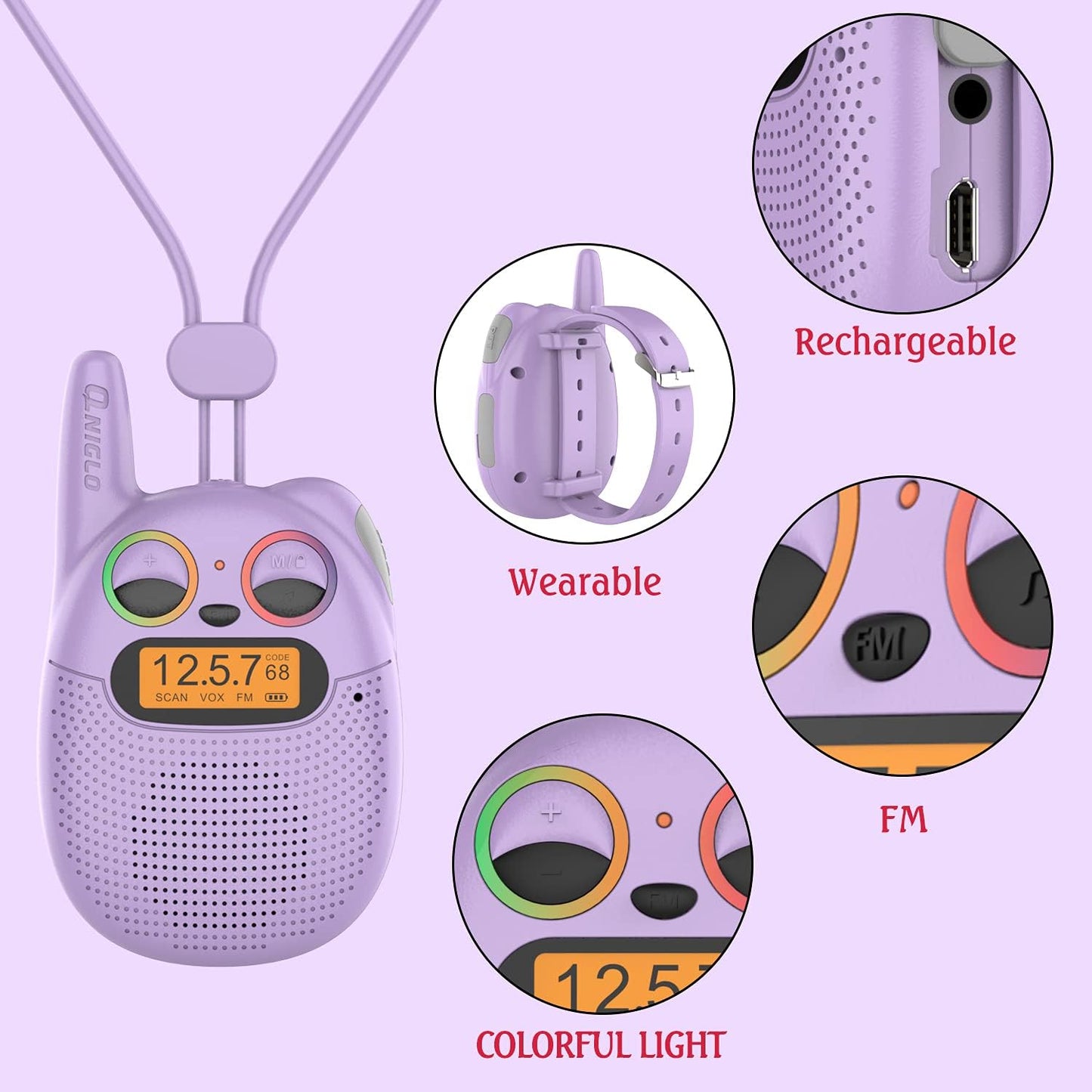 Walkie Talkies for Kids Rechargeable, Christmas Birthday Gifts for Girls Age 3-9,Easy to Use Kids Walkie Talkies,Spy Games Toys for 3 4 5 6 7 8 9 10 12 Year Old Girl with USB Chargeable Battery 2 Pack