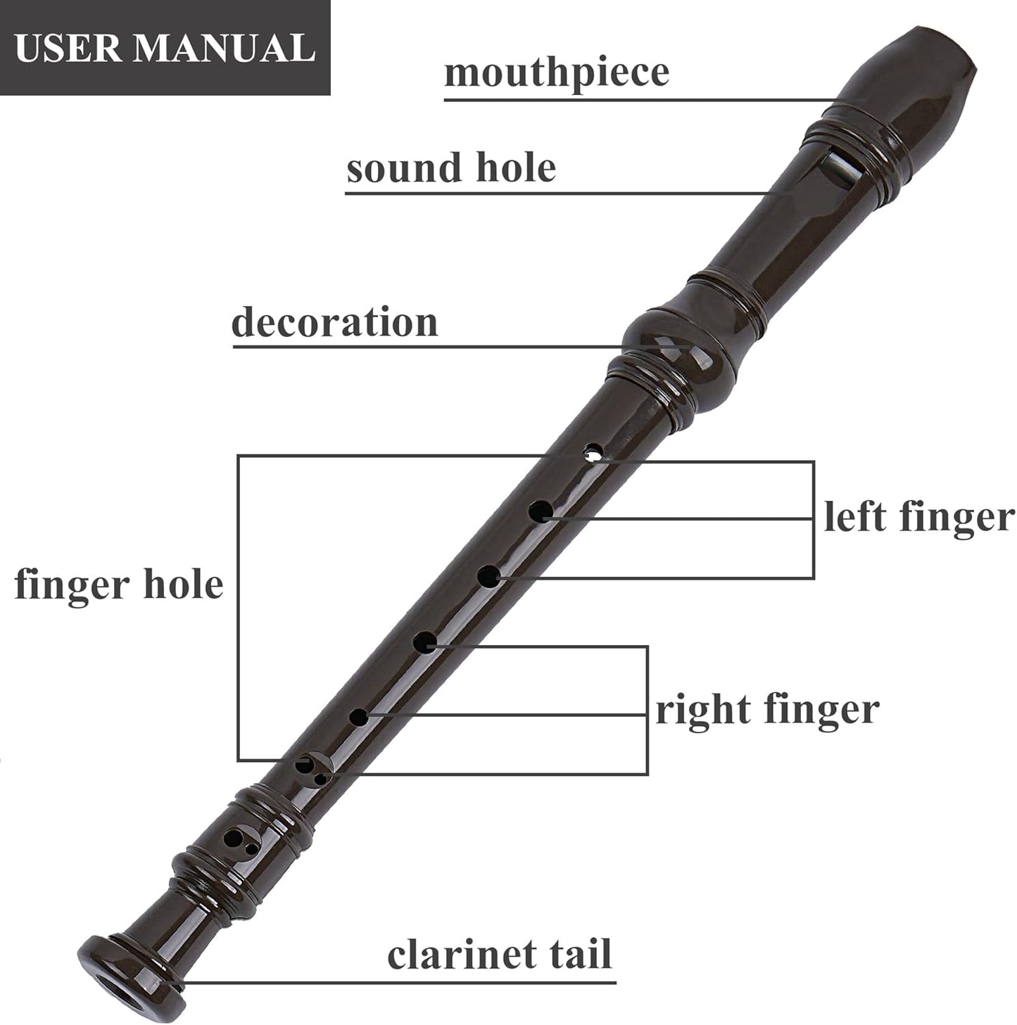 LIZIMANDU Recorder Instrument for Beginner Adults,8-Hole Soprano Descant Recorder Music Flute with Cleaning Rod & Case Bag For Home Entertainment(6-Wood Beige)