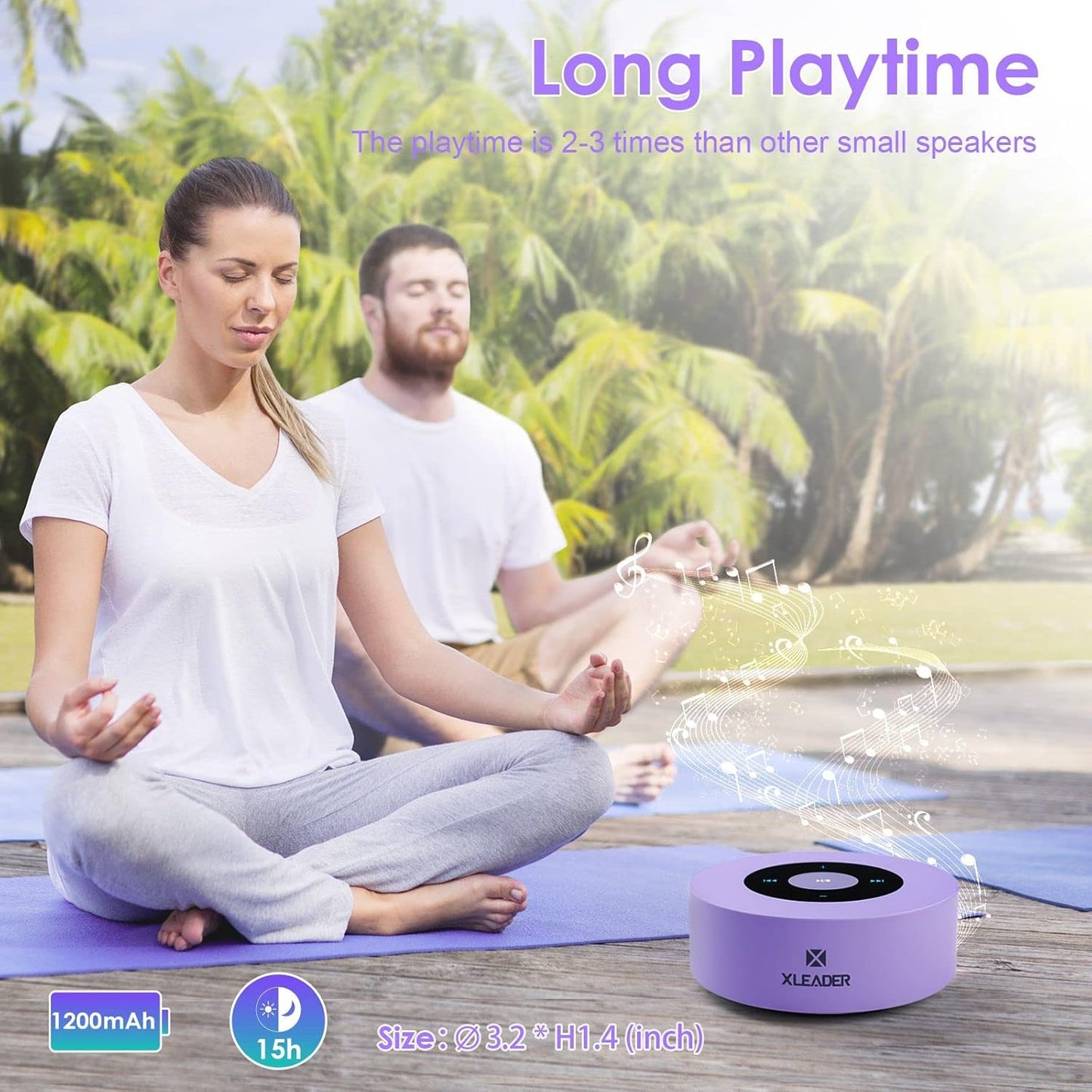 XLEADER Mini Bluetooth Speaker (Travel Case Provided) HD Sound&Rich Bass, Touch Design, 12-15H Playtime, Support Aux Input, Micro SD, Mic, Small, for iPhone Laptop Shower Office, Ideal Gifts, Purple