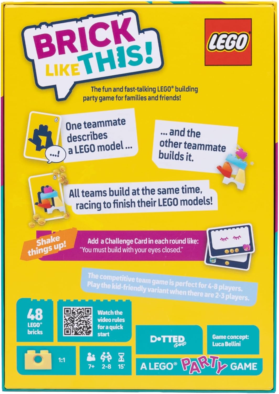 Brick Like This! The Official Lego Party Game - A Fast, Fun Building Game for Families, Kids, Teens & Adults, Ages 7+, 2-8 Players, 15 Minute Playtime
