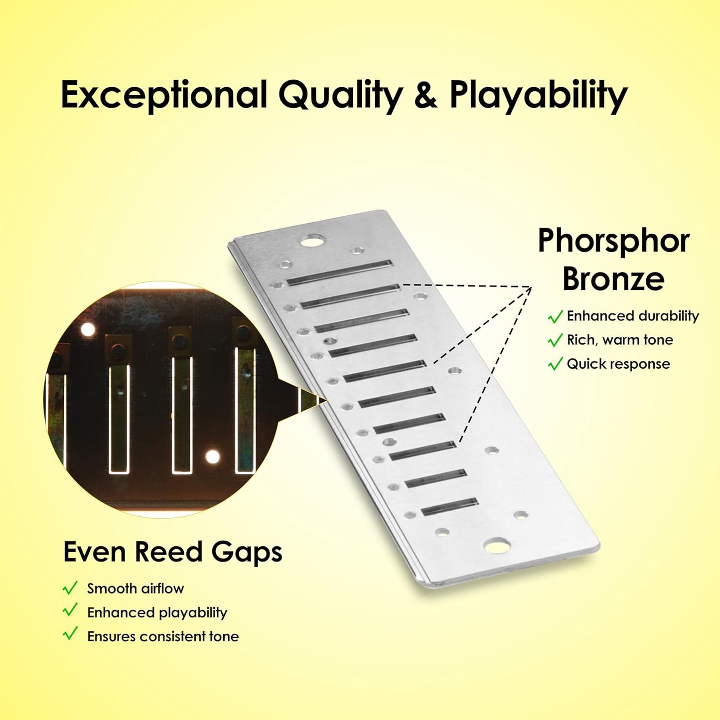 Diatonic Harmonica of D flat Key,Blues Mouth Organ 10 Hole 20 Tones, Reed of Phosphor Bronze, ABS Combo, Easy-Clean Cover,10 Hole Blues Harp for Adult, Beginner