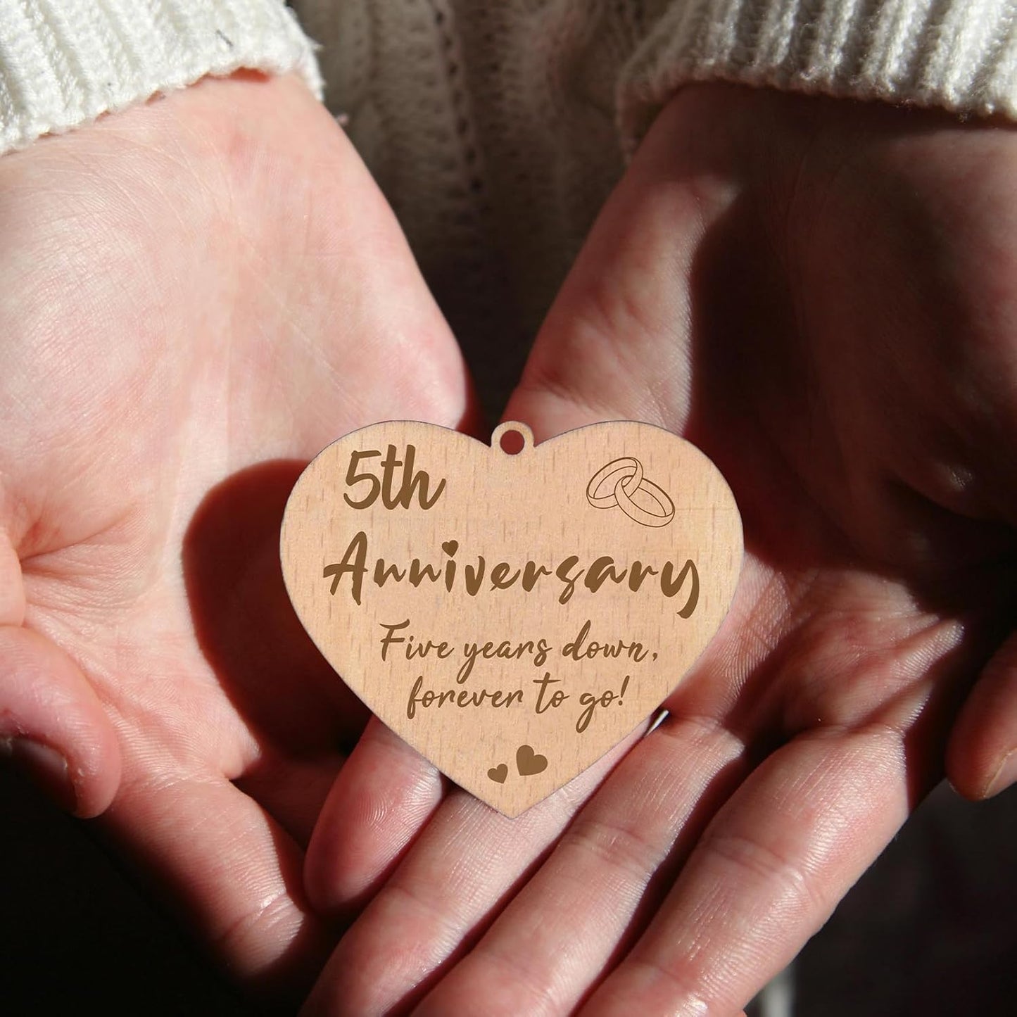 5 Year Anniversary Rotating Picture Frame for Her, Wood 5th Wedding Anniversary Photo Frame gifts for Wife Husband Him Couple, Display 2 6x4