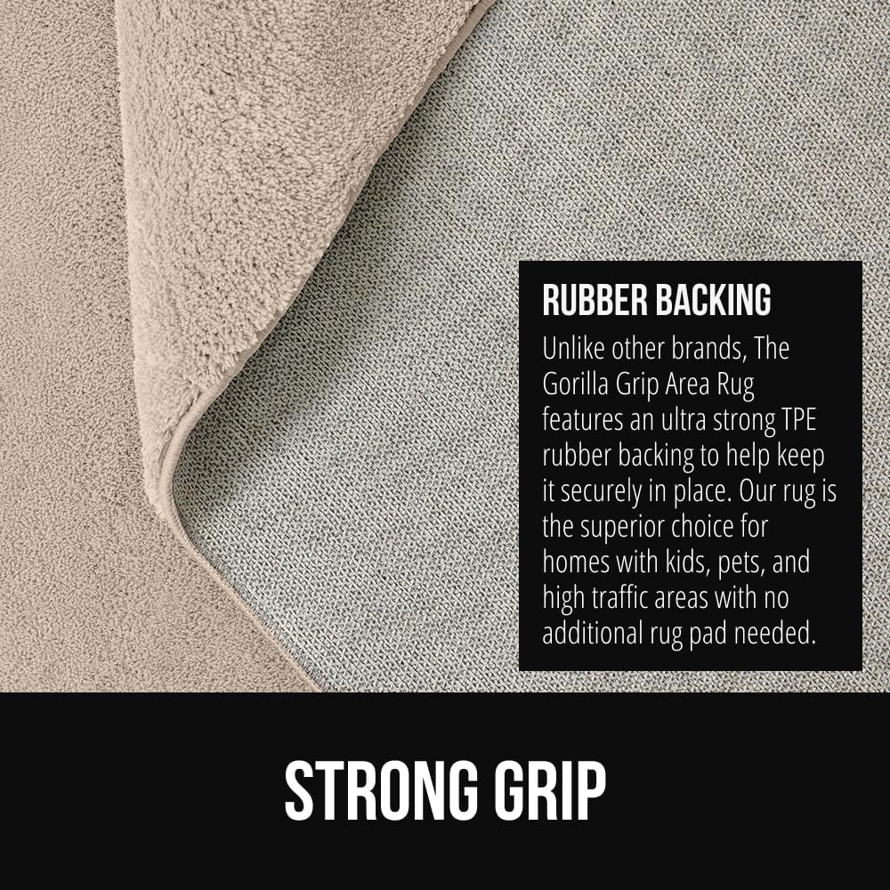 GORILLA GRIP Ultra Soft Washable Area Rug, 6x9, Stain and Slip Resistant Plush Thick Carpet for Bedroom Living Room, No Shed Floor Rugs, Pet Friendly, Dorm Essentials, Kids Nursery Home Decor, Ivory