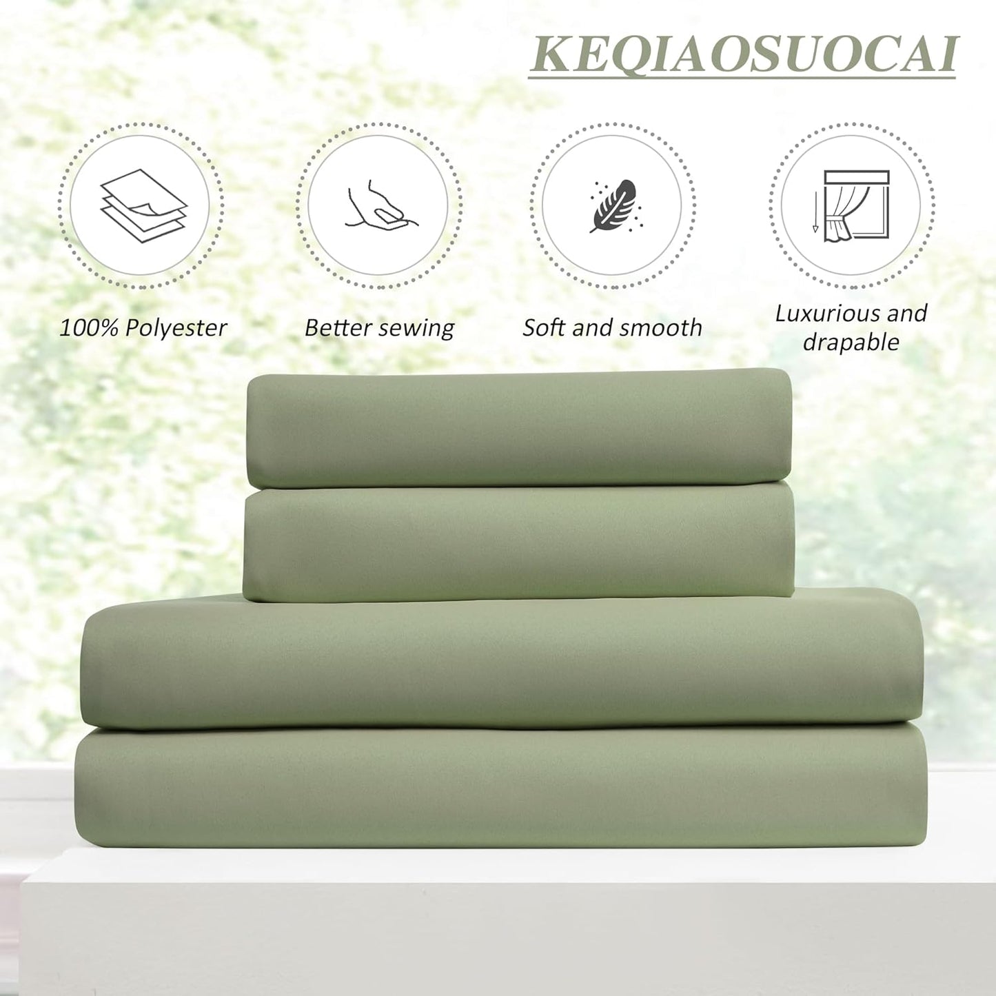 KEQIAOSUOCAI Pinch Pleated Curtains Blakcout 108 Inches Long 9 FT Length, Darkening Bedroom Curtains Thermal Insulated Window Treatment Panels Blackout Drapes for Living Room(40 x 108,Sage Green)
