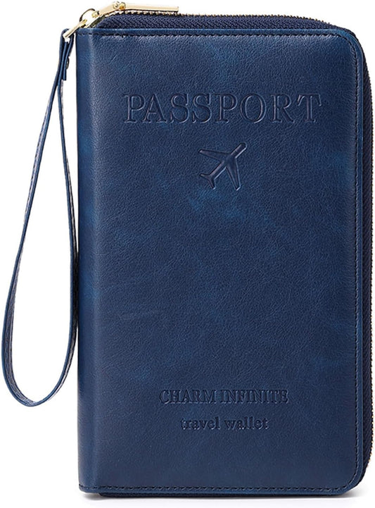 Leather RFID Blocking Passport Holder Travel Wallet, Passport Cover/Travel Wallet for Women/Men with