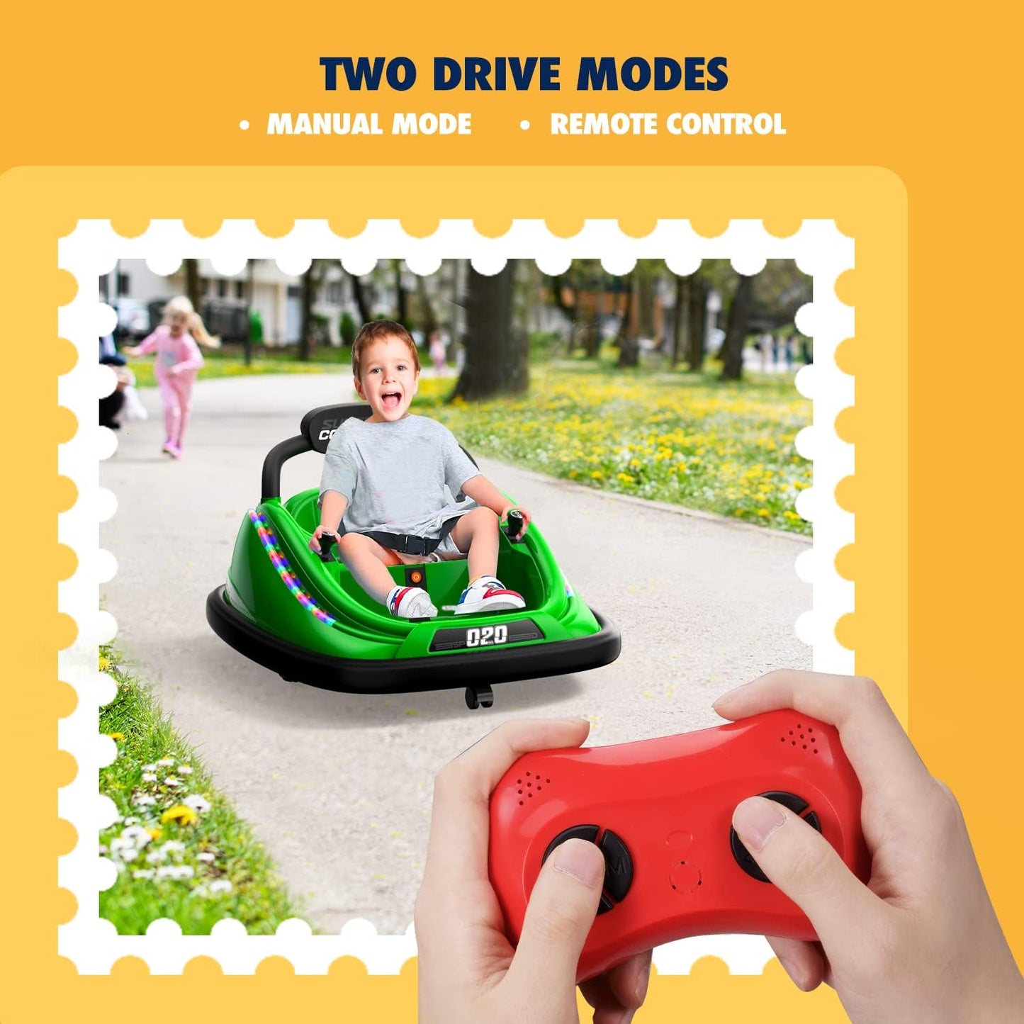 Bumper Car, 12V Electric Kids-Bumper Car Ride Toys with Remote and Music Function, Perfect Kids Gifts Baby for Toddlers 1-6 for Birthday
