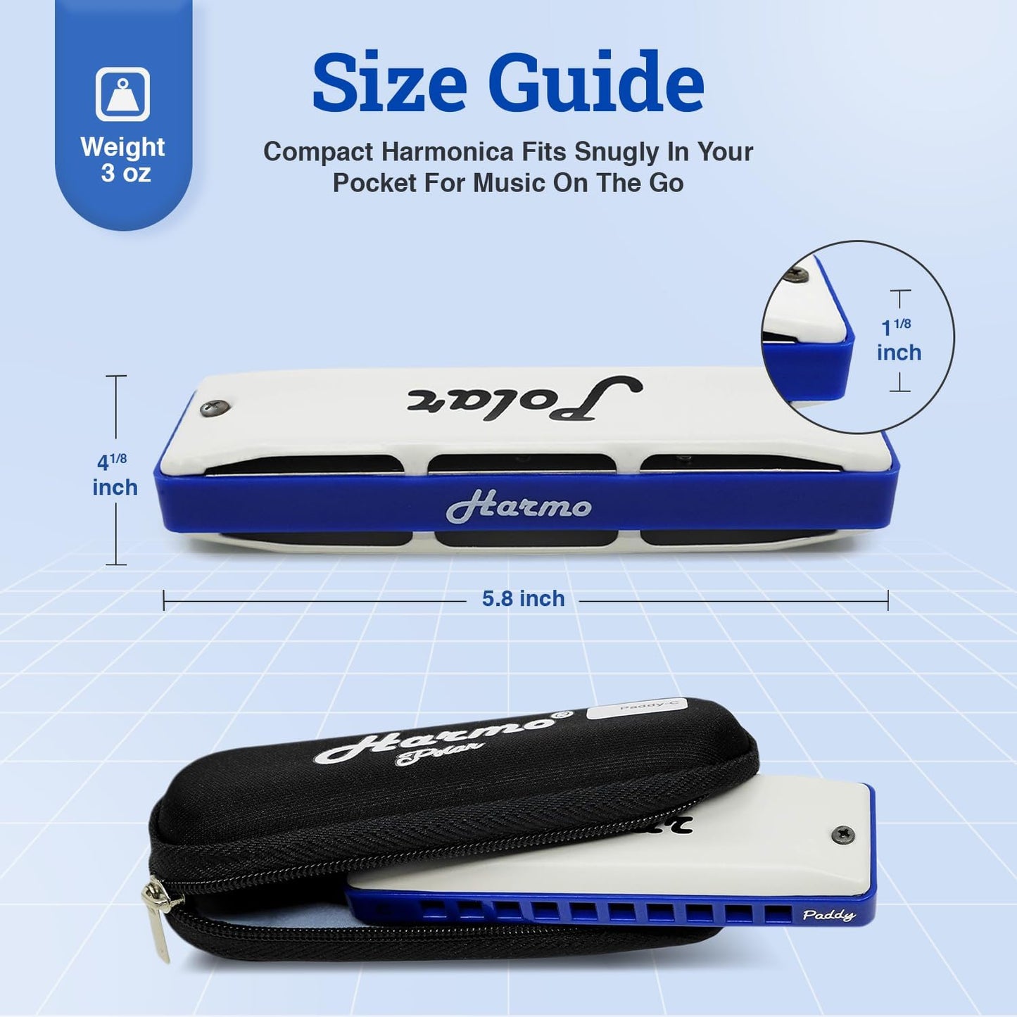 Harmo Polar Diatonic Harmonica Key of G, Paddy Richter Tuning - Specialized for Irish, Bluegrass, Celtic, and Folk Music, Mouth Organ With Case, Harmonica for Kids, Adults, Beginners & Professionals