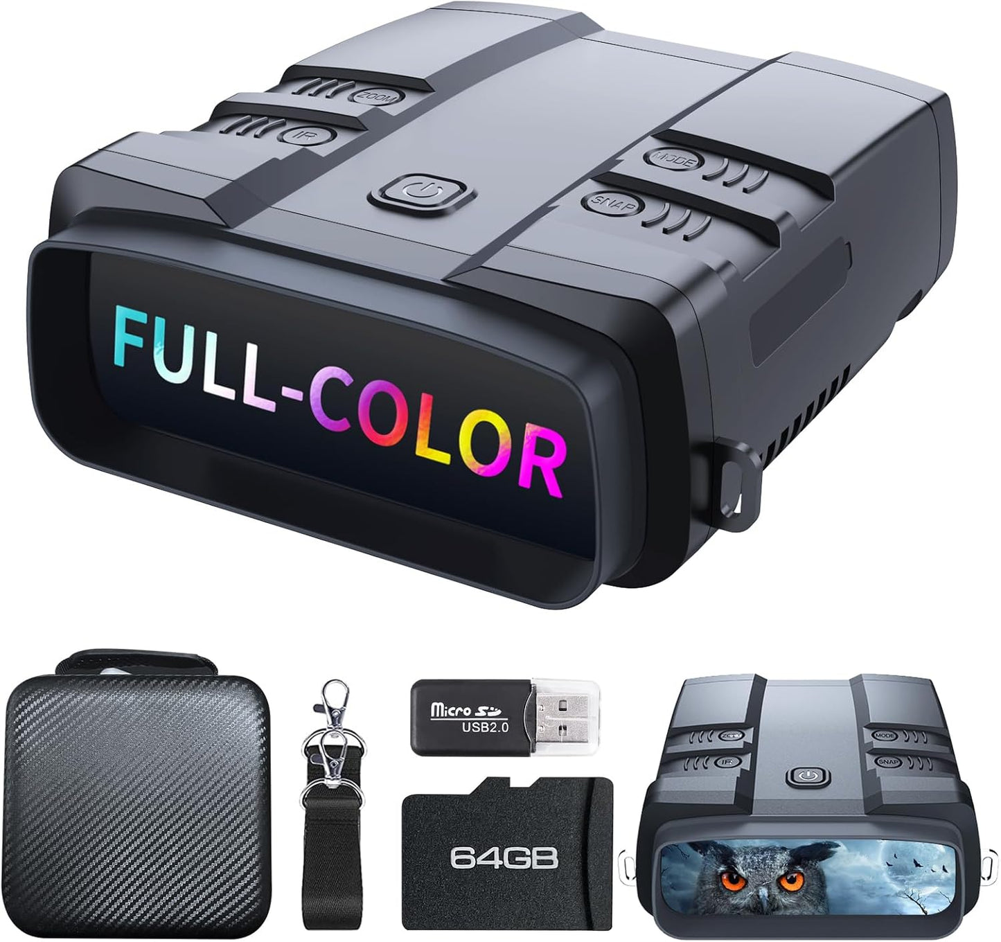 Night Vision Goggles, True 4K Full-Color Night Vision Binoculars, Built-in Powerful Focusable IR, 6000mAh Rechargeable Battery, Super Large Display, Long Viewing Range, Free 64GB Card (Black)