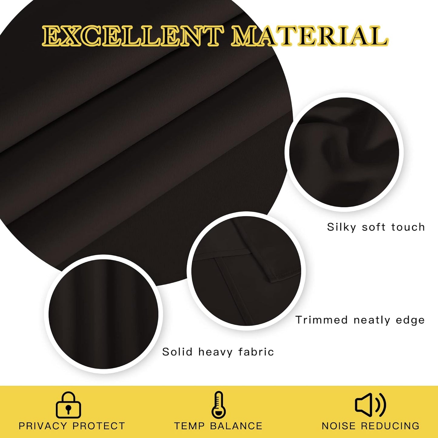 NICETOWN Room Darkening Curtains for Nursery, Grommet Thermal Insulated Light Blocking Window Treatments Sound Reducing for Bedroom, W37 x L72, 2 Panels, Toffee Brown